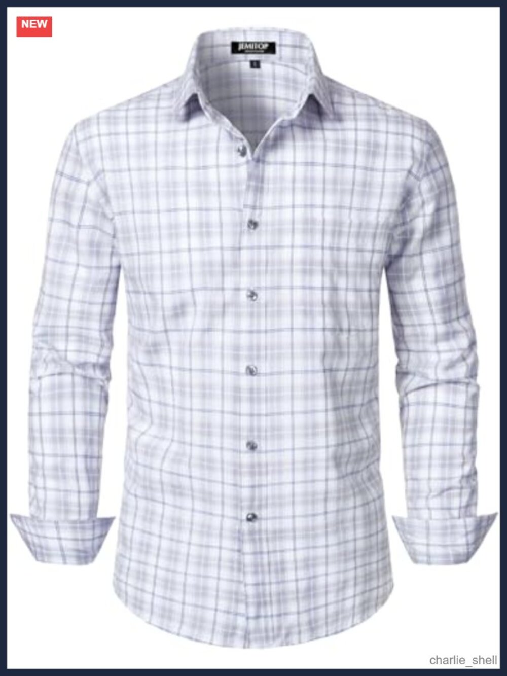 Men's Slim Fit Plaid Button-Down Shirt Cotton Polyester Long Sleeve